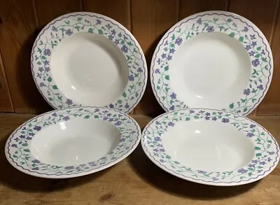 Buy 4 Vintage English Ironstone Tableware Cereal Soup Bowls Lilac Floral Pattern • 15.99£