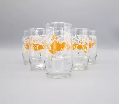 Buy Ravenhead Chunkies Drinking Glasses Orange White Flowers 1970s X6 • 18.99£