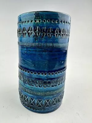 Buy BITOSSI Medium Size Cylinder Vase In Rimini Blue Glaze, 18cm. Mid-century Vin... • 130£