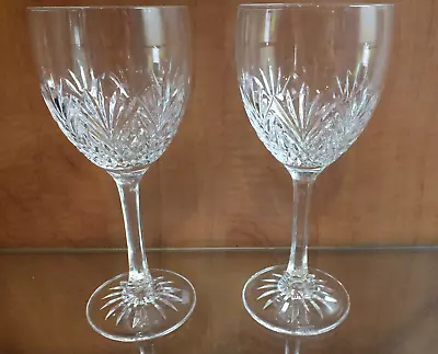 Buy Vintage Edinburgh Lead Crystal - Pair Of 2 Cut Glass Stem Wine Glasses - Tweed • 15£
