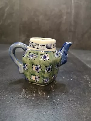 Buy Vintage Handpainted Blue White  Floral Miniature Ornamental Teapot Made In China • 9£