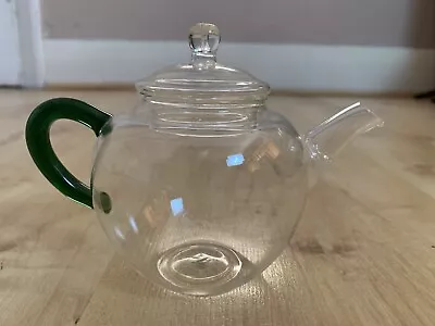 Buy Mini Chinese Clear Glass Teapot With Green Handle • 16£
