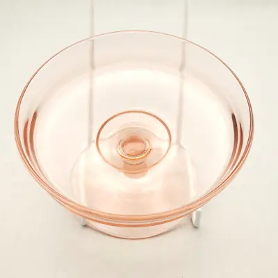 Buy Vintage Pink Round Depression Footed Glass 2.75” Tall Plain Design Compote • 13.50£