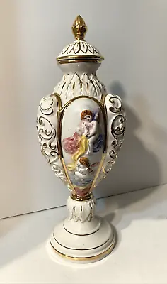 Buy Capodimonte Keramos  Italy Large Covered Urn Vase Raised Cherubs - Angels • 166.03£
