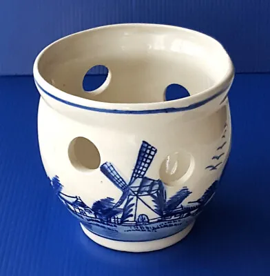 Buy Vintage Blue Delft Bowl Pot Planter - Handpainted Windmill Design - 4 Inch • 7.99£