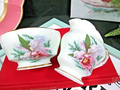 Buy  Paragon Creamer And Sugar Set Pale Green & Orchid Pattern England 1950s Set  • 22.05£