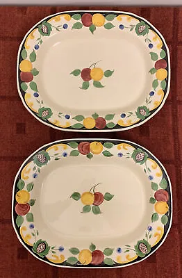 Buy 2 Adams Hand Painted Titian Ware Platters App 13.25” X 10.5”, Fruit Pattern • 10£
