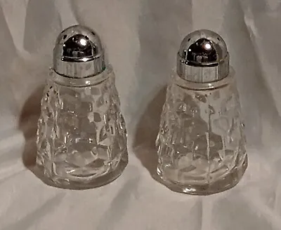 Buy Vintage Fostoria American (2056) Salt & Pepper Shakers Cubist Elegant Glassware • 12.46£