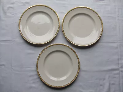 Buy 3 Vintage Plates Johnson Brothers Pareek BY Yellow & Grey Edging Pattern • 1.99£