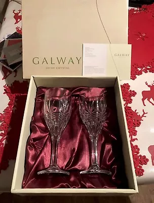 Buy Pair Of Galway Crystal Wine Goblets. 24% Lead Irish Crystal Boxed BNIB • 40£