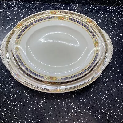 Buy Set Of 3 W.H.GRINDLEY & CO Oval Serving Plates Ivory Design  • 15£