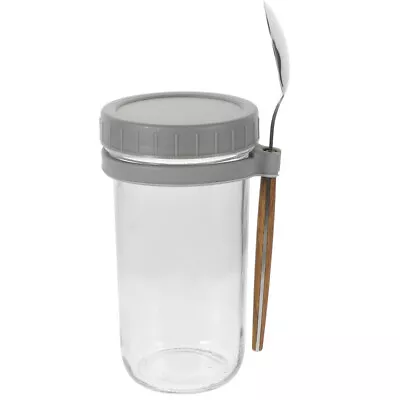 Buy 600ml Glass Jar With Lid Spoon For Overnight Oats And Meal Prep • 15.25£