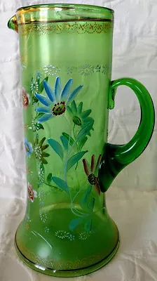 Buy MOSER  M & M   Tankard/Pitcher 1890's Blown, Enameled, Handled & Gold Gilded! • 313.67£