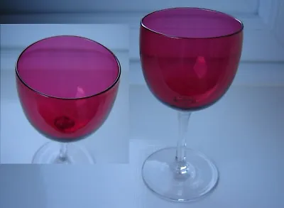 Buy Edwardian Art Nouveau Era Rich Cranberry Wine Glass Without Colar Under Bowl • 10£