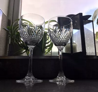 Buy Stunning Pair Signed EDINBURGH Lead Crystal Cut Wine Glasses Handblown Star Base • 39.95£