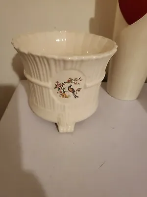 Buy Vintage Old Porcelain Ceramic WENLOCK POTTERY Flower Pot Peacok Pattern  • 12£