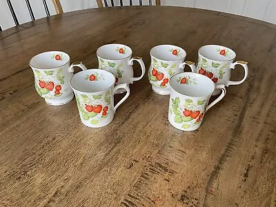 Buy Vintage Queen’s Virginia Strawberry Fine Bone China Mugs Made In England • 19.99£