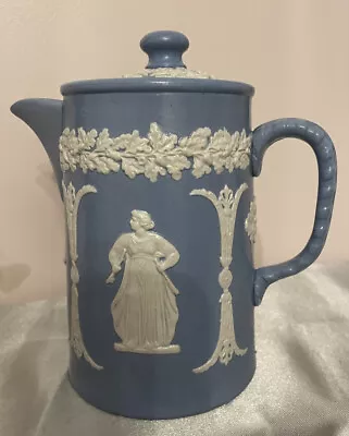 Buy ❤ Antique C1890 James Dudson Bros Jasperware Coffee Water Pot Blue White • 10£