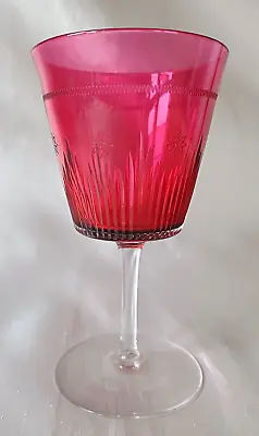 Buy Edwardian Cranberry Cut & Etched Bucket Bowl Wine Glass C1905 • 17.50£