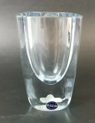 Buy ❤️ STROMBERGSHYTTAN Swedish Heavy Crystal Ice Clear Vase Signed 4 Tall • 18.97£