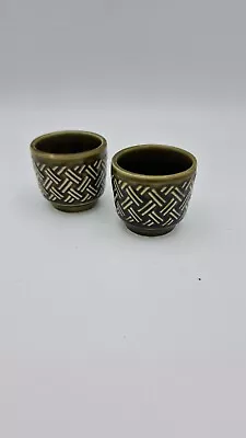 Buy Crown Devon Egg Cups. Pair. 1960s Vintage. Dark Green Geometric • 12.50£