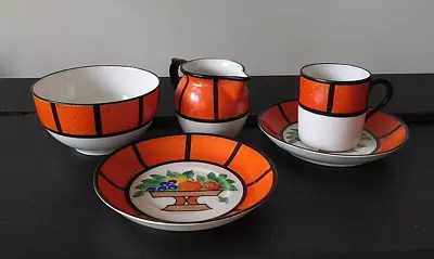 Buy Vintage Czechoslovakian Phoenix China Miniature Coffee Set: Orange & Black • 17.50£