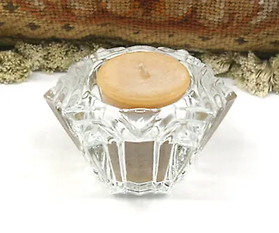 Buy Clear Glass Votive Candle Holder Tea Light Diamond Cut Star Snowflake Pattern  • 5.71£