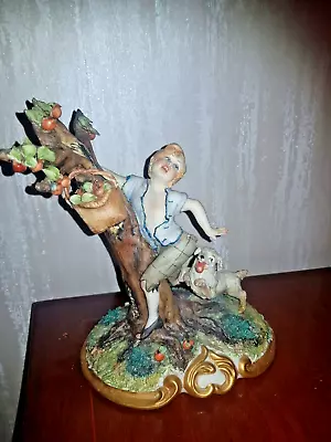 Buy Capodimonte Boy Chased By Dog Figurine • 12£