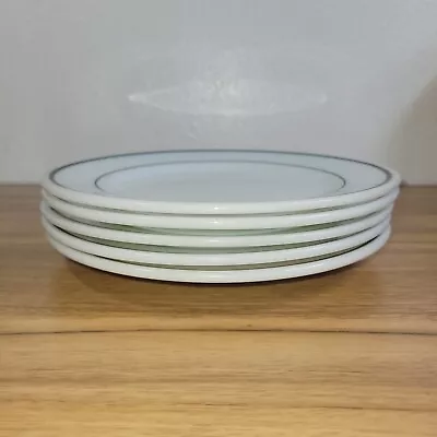 Buy 3 PYREX Ware Double Tough 2 CORNING Milk Glass Green Ring Plate 9 Inch, Set Of 5 • 33.74£