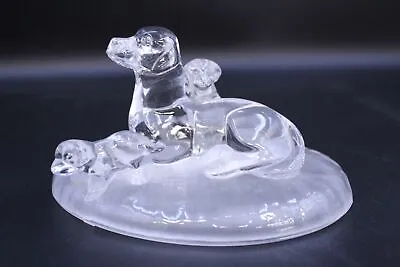 Buy CRISTAL D'ARQUES Clear Lead Crystal DOG & PUPPIES Figurine Ornament 15cm - S55 • 9.99£