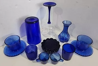 Buy Vintage Cobalt Blue *Odd Items* 10pc Glassware Lot • 69.53£