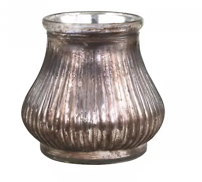 Buy Antique Mocca Gold Bronze Glass Ribbed Candle Holder, Small Tea Light Votive Pot • 4£