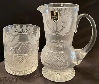Buy Edinburgh Crystal Clear Textured Thistle Double Old Fashioned Glass & Pitcher • 441.49£
