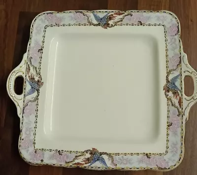 Buy Sutherland China Art Deco Square Eared Cake Plate 22cm X 25.5 Cm Birds & Flowers • 12£