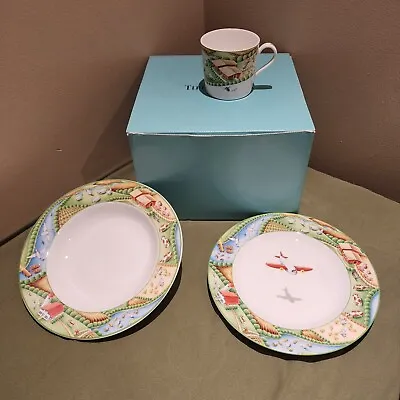Buy New Vintage 2000 Children's Tiffany Farm 3-Pc Plate Setting Fine Bone China • 287.71£