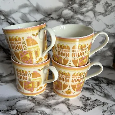 Buy Set Of 4 Mugs Marks & Spencer Retro Design Orange & Pink • 16.95£
