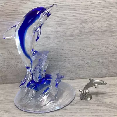 Buy Cristal D'Arques Lead Crystal Glass Dolphin Breaching, France Sculpture Ornament • 11.50£