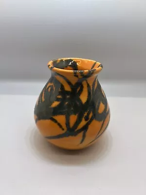 Buy Beautiful Handmade Art Pottery Artist Chel, Orange & Gray 4” • 26.96£
