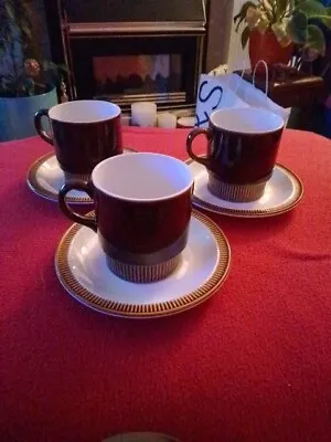 Buy Poole Pottery 1970's  Chestnut Coffee Tea Cups & Saucers Set Of 3, Vintage Retro • 12£