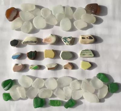 Buy 55 Sea Glass Pottery Pieces Multicoloured Mosaic Vintage Jewellery Pendant Craft • 9.99£