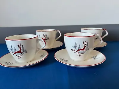 Buy Crown Devon Stockholm Tea Cups And Saucers X 4 • 35£