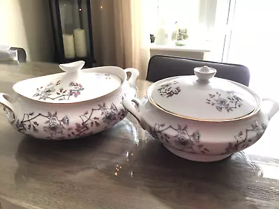 Buy Fine China Vintage Tureens X 2 Lovely Tableware Oval & Round Lidded Pair Silks • 27.99£