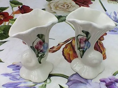 Buy Rye Pottery Vases X2 - More Unusual Flower Shell Horn Pattern • 20£