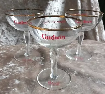 Buy 3 X Vintage Godwin Champagne Perry Saucers Glasses Ooh La La! Gold Rim • 22£