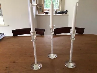 Buy 3 Candlesticks Crushed Glass Stardust Candlesticks Tall  Centrepiece Mantelpiece • 8.60£
