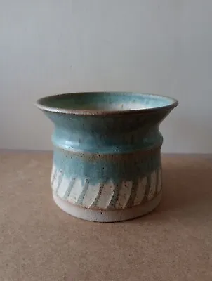 Buy Vintage Blue Studio Art Pottery Earthenware Stoneware Plant Pot Planter - Signed • 15£