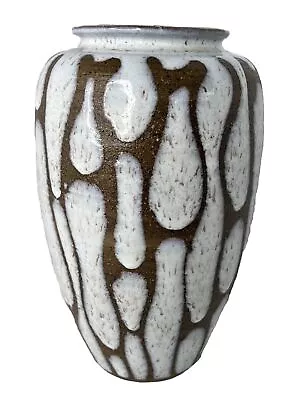 Buy Vintage MCM Vase Mid Century Modern Drip Glaze Brown White 8.75” Unsigned • 172.63£