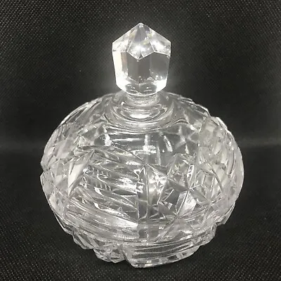 Buy 11cm Tall Crystal Cut Glass Sweet Bowl With Lid In Good Condition • 10£
