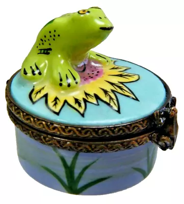 Buy Limoges Frog Trinket Pill Box Hand Painted Porcelain France • 64.49£