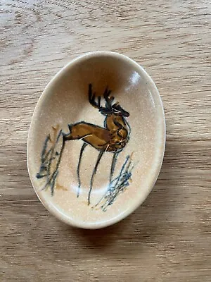 Buy Isle Of Arran Vintage Craw Pottery Hand Made Dish With Image Of A Deer • 18£